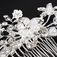 thumbnail image 4 of Jiaroswwei Women's Wedding Flower Rhinestone Faux Pearl Hair Clip Bridal Hair Comb Jewelry, 4 of 7