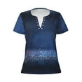 thumbnail image 2 of Uemuo Retro Blue Glitter Drawing Women's Deep V-Neck Low Cut Tops - Casual Loose Fit with Stainless Steel Loop, Soft, Breathable, Perfect for Office, Travel, and Daily Wear-Small, 2 of 5