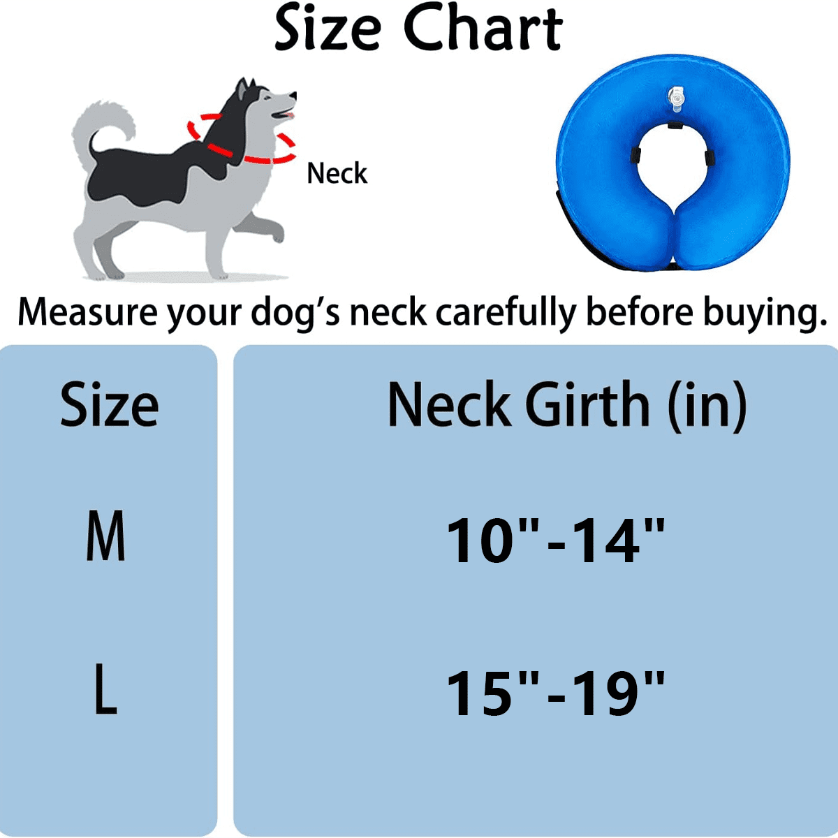Dog Cone Alternative After Surgery - Soft Dog Cone for Medium Dogs - Dog Donut Collar - Inflatable Elizabethan Dog Cone Collar to Stop Licking - Recovery Dog E Collar for Pets - Medium(Neck:10"-14")