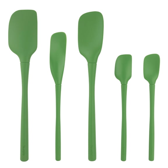 Tovolo Flex-Core 5-Piece Silicone Spatula Set Heat Resistant, Pesto