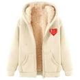 thumbnail image 3 of Fleece Jacket Women Fleece Zip Up Hooded Hoodie Winter Warm Soft Thermal Jackets Outdoor Sports Pullover with Pockets Womens Coats Beige L, 3 of 5