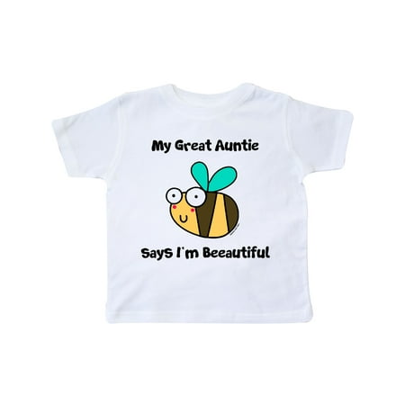 

Inktastic Bee Great Auntie says I m Beautiful Gift Toddler Boy or Toddler Girl T-Shirt