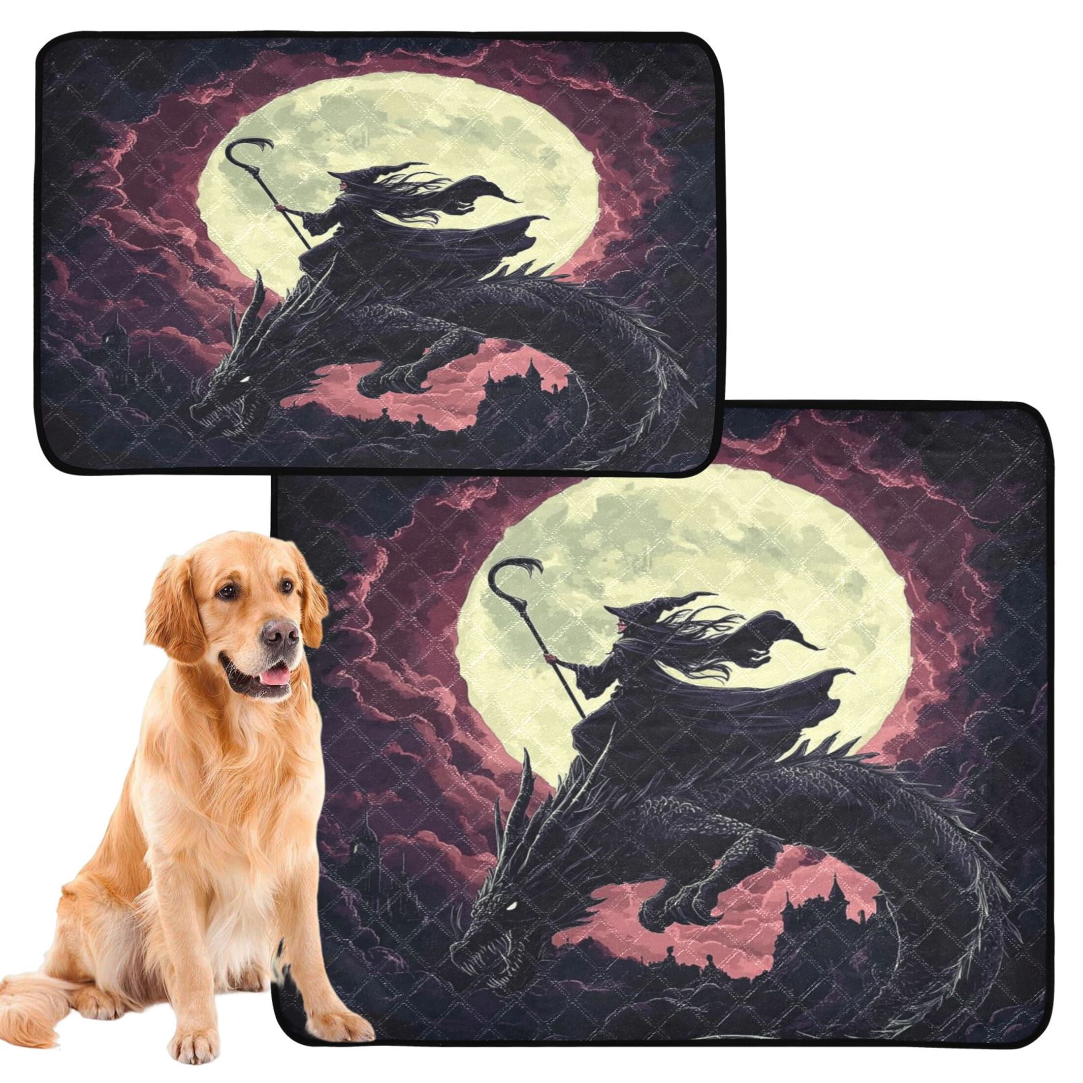 Qxltty Witches and Black Dragon Cat litter Pads Pet Set of 3 Diaper Mats Center Anti-leakage Layer Absorbent Soft and Comfortable
