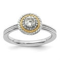 thumbnail image 3 of Auriga 925 Sterling Silver with 14k Stackable Expressions White Topaz Ring for Women Size-9, 3 of 6