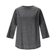 thumbnail image 5 of Women's Workout Shirts 3/4 Sleeve Loose Fit Tops Athletic Crewneck Gym Running Yoga Basic T-Shirt Gray XL, 5 of 6