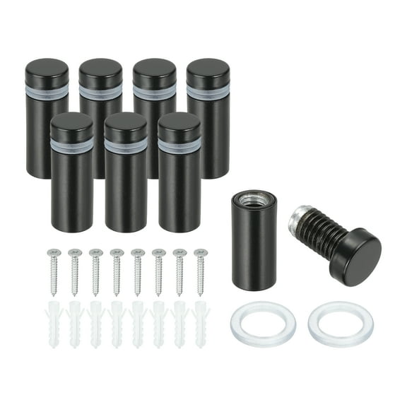 1/2" x 1.2" Standoff Screws, 8Pcs Stainless Steel Wall Mount Sign Screw Stand Off Mounting Hardware Advertising Nail for Hanging Acrylic Picture Frame, Black