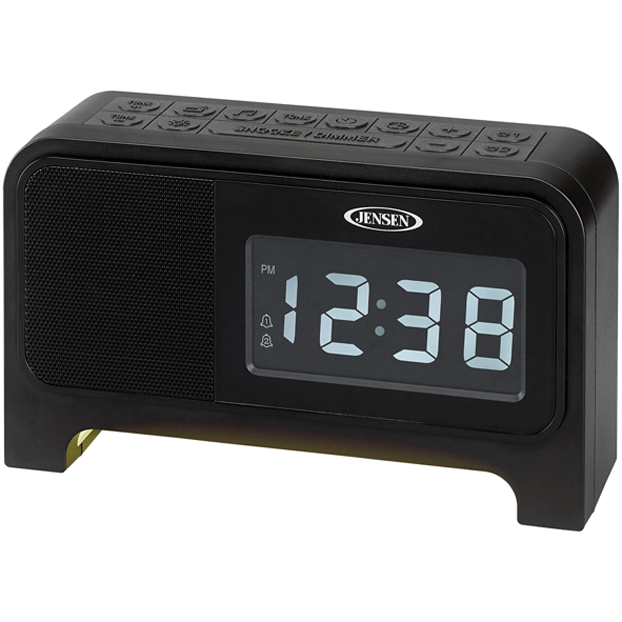 JENSEN FM Digital Dual Alarm Clock Radio with Night Light, Soothing Sounds, and Battery Backup, JCR