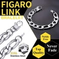 thumbnail image 5 of ChainsHouse Figaro Link Bracelets for Women Men 12mm Chunky Satinless Steel Hypoallergenic Charm Jewelry Gift, 7.5inch, 5 of 7
