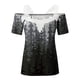 thumbnail image 4 of Blusa informal de manga corta con cuello en V y encaje con hombros descubiertos para mujer OAVQHLG3B Store  lin121212, 4 of 5