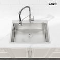 thumbnail image 4 of Stainless Steel Single Bowl Kitchen Sink 27x19 inch, 1-Piece Overmount Brushed with US Drain & Hook, SS-BR02D-271908, 4 of 11