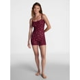 thumbnail image 2 of No Boundaries Fit Stretch Lace Trim Scoop Neck Romper, Women's XS-XXXL, 2 of 5