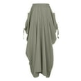 thumbnail image 5 of yueewhu Womens Solid Color Comfy Long Skirt Retro Ruffled Long Skirt Flowy Gothic Side Drawstring Long Skirt (Grey, S), 5 of 5