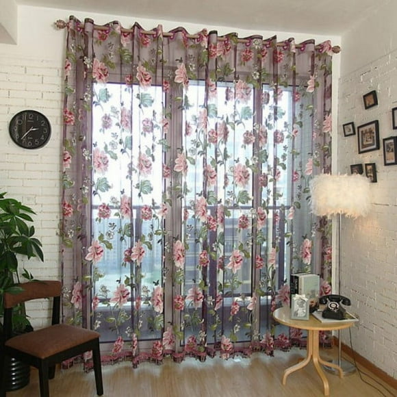 Room Window Curtain Flowers Pattern Bay Window Screening