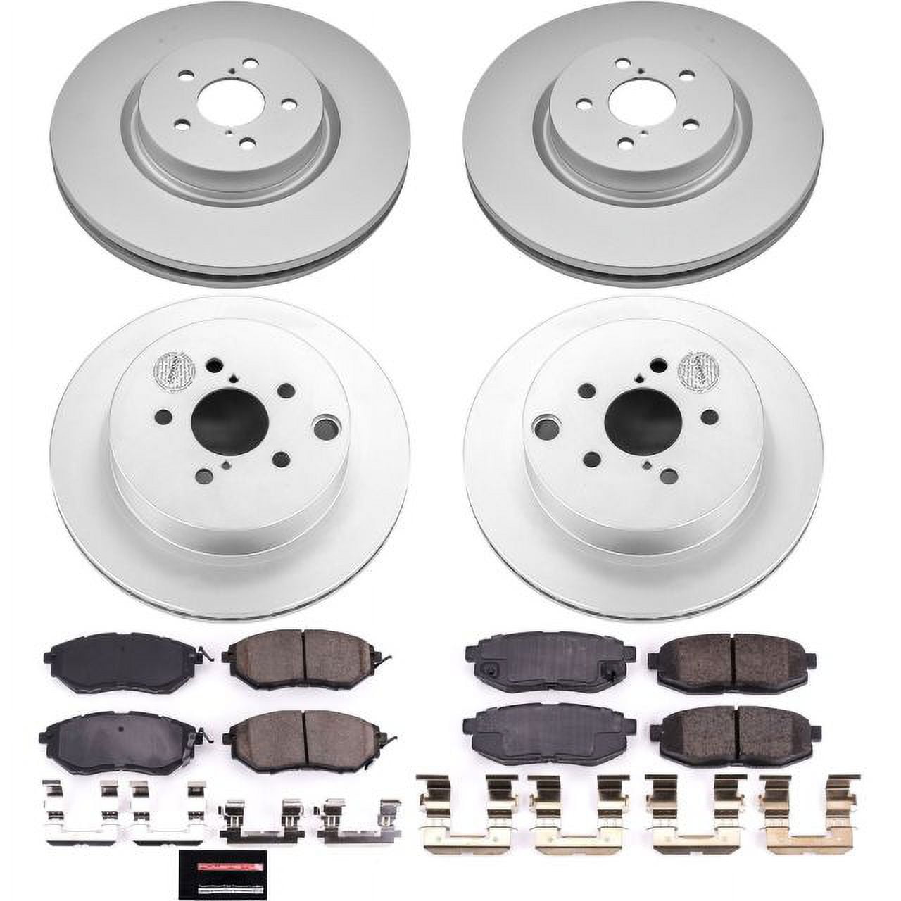 PowerStop Front and Rear Geomet Coated Brake Rotor and Pad Kit Fits: SUBARU Select Models CRK6931