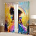 thumbnail image 2 of Homewish Kawaii Black Princess Blackout Curtains Set of 2 (52x84 Each) for Teen, Fashion Oil Printing Window Curtains, Dreamy Stars Rainbow Curtains and Drapes, Black Out Curtains Decor, 2 of 6
