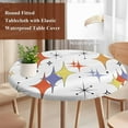 thumbnail image 4 of Orange Purple Diamond Round Tablecloth, Fitted Table Cover with Elastic for 45"-54" Round Tables, Modern Geometric Middle Century Table Cloth Outdoor Indoor Dinning Party Waterproof Tablecloths, 4 of 7