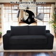 thumbnail image 2 of Leumius Convertible Loveseat Compression Sofa for Living Room,Corduroy 2 Seater Couch Memory Foam Sofa for Small Spaces,Apartments,Office,Black, 2 of 8