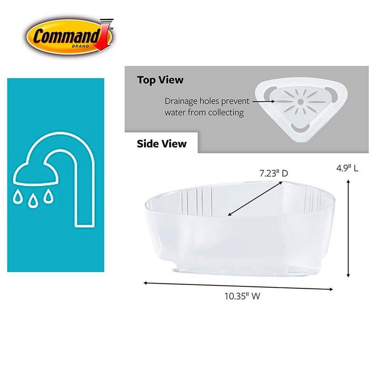 Command 3M-BATH11 Bath Shower Caddy Large Damage Free Adhesive Holds 7.5 lb  Frosted, 4-Pack 