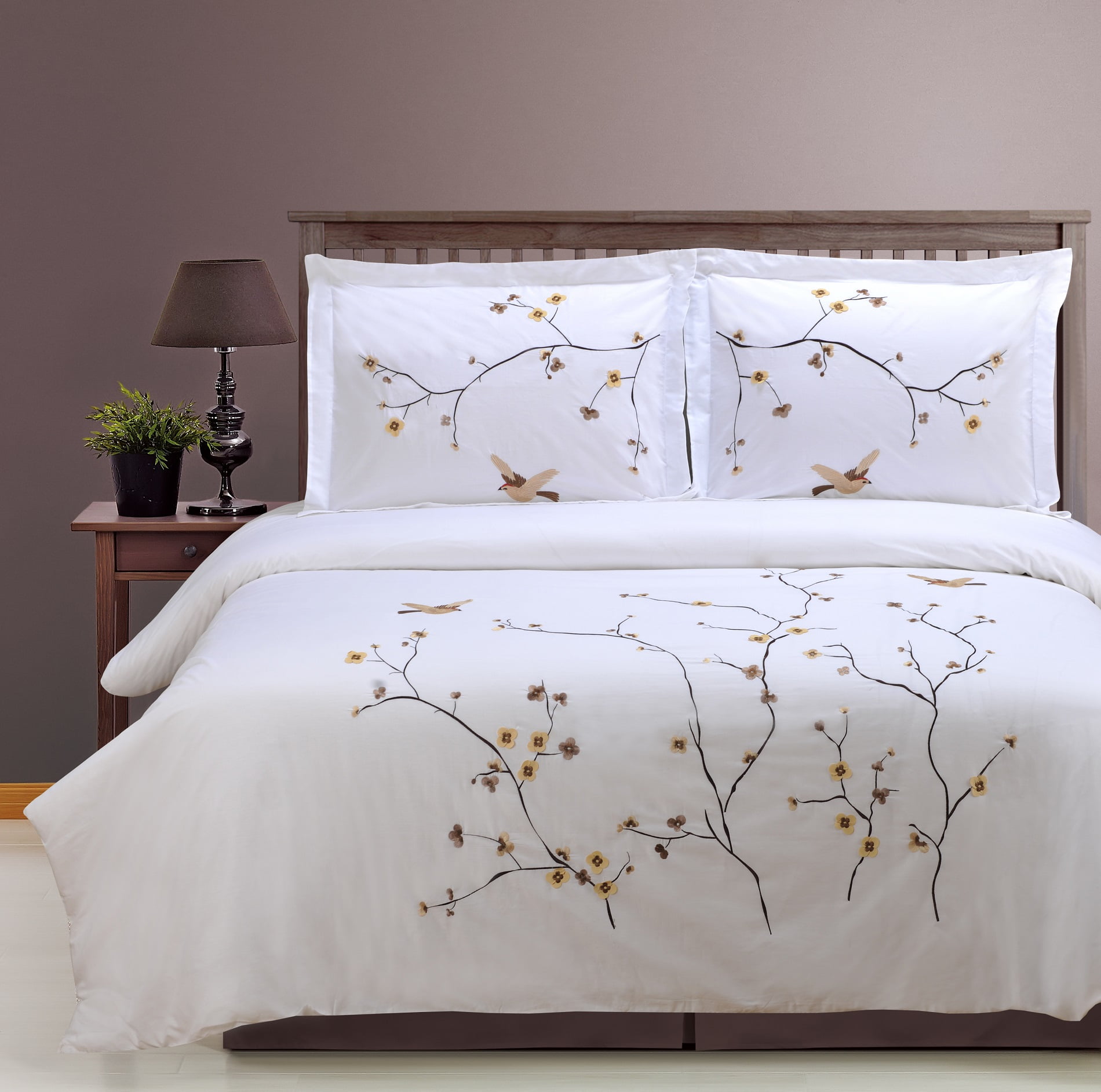 Decorative Embroidered Duvet Cover Set, Blue And Gold King Size Duvet Cover Set White