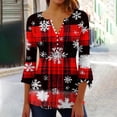 thumbnail image 2 of asdoklhq Christmas Cotton Sweaters for Women's Fashionable Christmas Printed Casual V-neck Pullover Long Sleeved Top Red 2X, 2 of 5