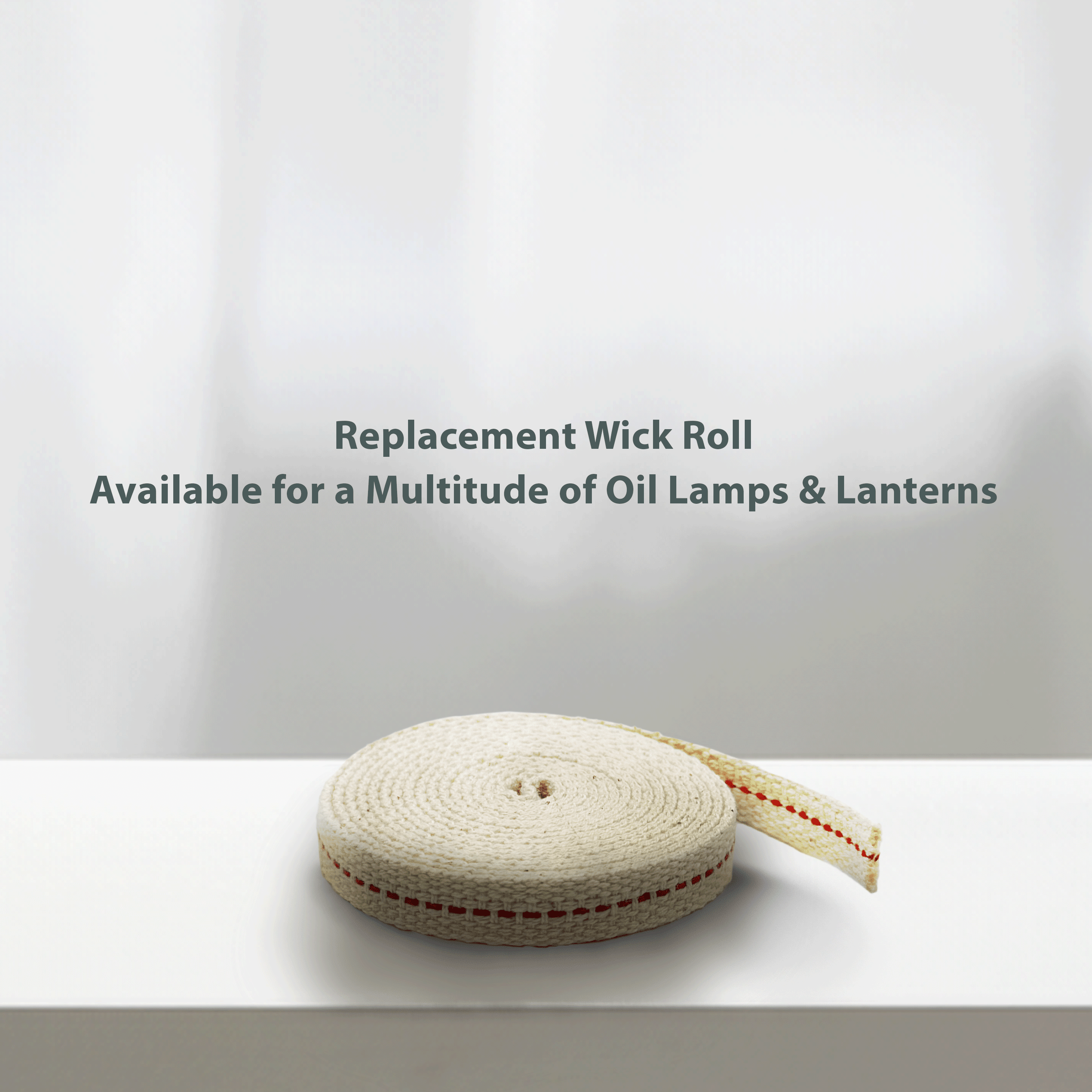 Light Of Mine 3/8" Inch 100% Cotton Flat Wick 6 Foot Roll for Paraffin Oil or Kerosene Based Lanterns and Oil Lamps with Genuine Red Stitch - Pack 4