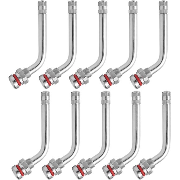 TR545D Semi Truck Valve Stem 10PCS Kit, Clamp-in 60 Degree Bend, Compatible with Alcoa Aluminum Wheels 22.5'' & 24.5'', Brass Heavy Tire Trucks Valve Stem for Commercial Vehicles, Tubeless Buses Car