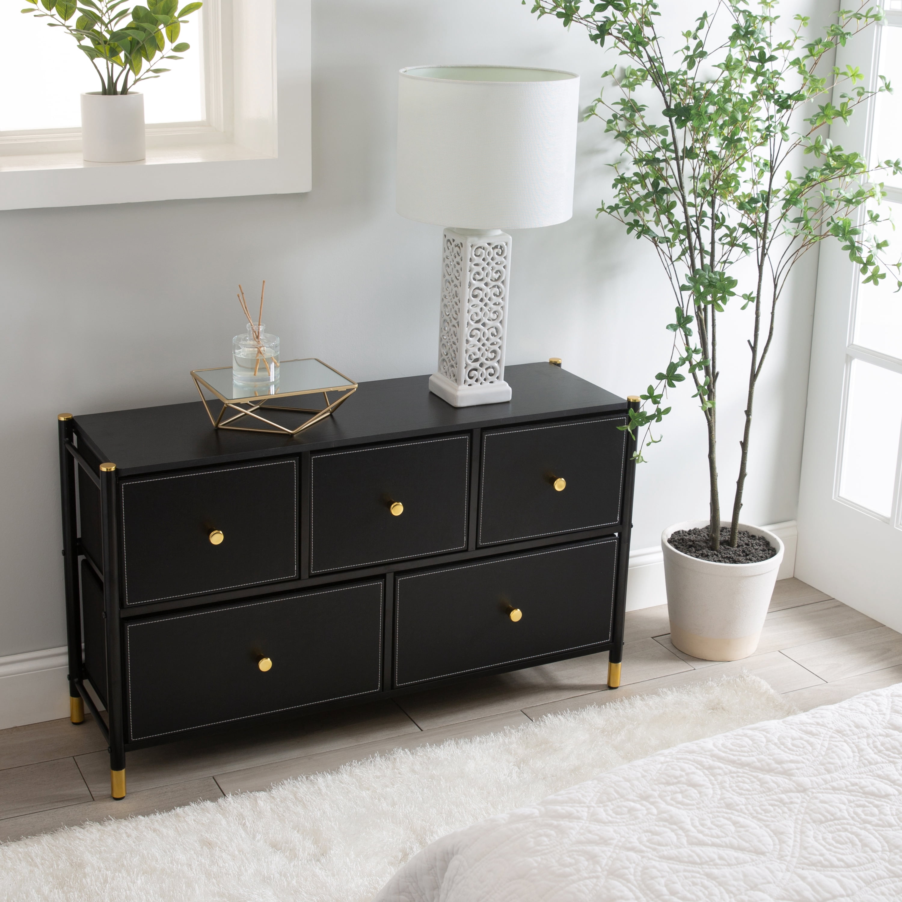 Simplify Adult 5 Drawer Luxury Dresser in Black