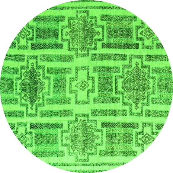 Ahgly Company Indoor Round Abstract Green Modern Area Rugs, 7' Round