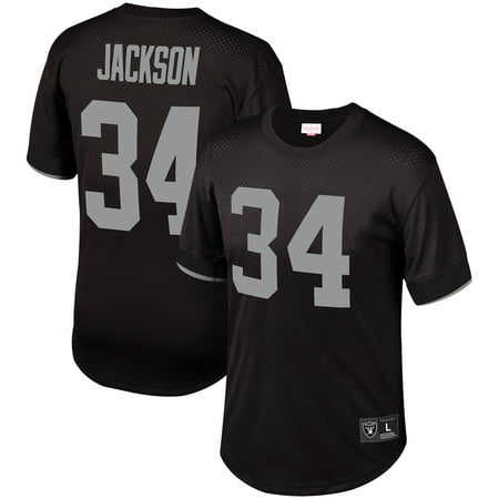 Bo Jackson Oakland Raiders Mitchell & Ness Mesh Retired Player Name & Number Crew Neck Top - Black