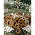 thumbnail image 2 of Yellow Dog Paws Outdoor Tablecloth with Umbrella Hole, Farmhouse Vintage Modern Beige Brown Wood Spillproof Waterproof Outdoor Table Cover, Patio Tablecloths for Party/Garden/Picnic, Square 60"x60", 2 of 9
