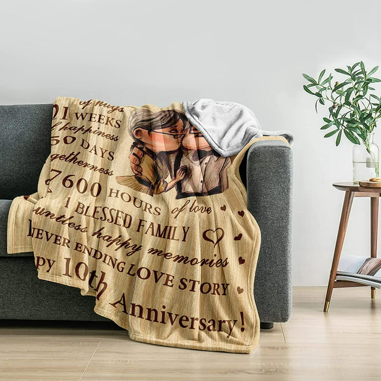 10th Anniversary Tin Gifts Blanket, 10 Year Anniversary Wedding Gifts for  Him Her Couples,10th Anniversary Wedding Gifts, Gifts for 10th  Anniversary,10 Year Anniversary Decorations Blanket 50x60 