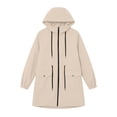 thumbnail image 5 of Feancey Hooded Rain Jackets for Women Drawstring Waist Waterproof Windbreaker Jacket Outdoor Lightweight Full Zip Raincoats Hiking Travel Jackets with Pockets Khaki S, 5 of 8