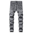 thumbnail image 4 of Jeans For Men Casual Retro Washed Straight Leg Stretch Denim Trousers Loose Summer Fall Outdoor Streetwear Pants For Men Light Gray 38, 4 of 9