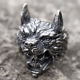 thumbnail image 3 of ZMY Home Stainless Steel Viking Warrior Skull Ring with Wolf Pelt Realistic and Unique Design for Men (13), 3 of 7