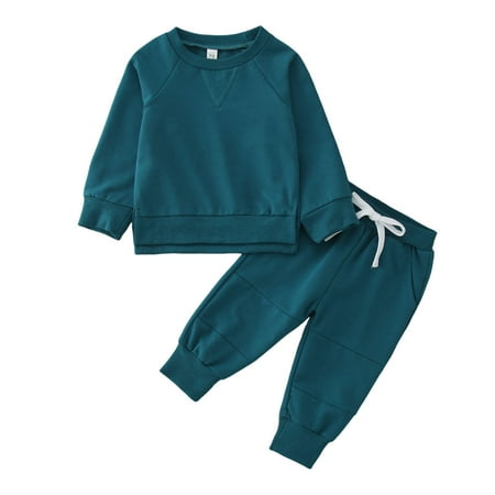 

Toddler Boys Winter Long Sleeve Solid Color Tops Pants 2PCS Outfits Clothes Set For Children Clothes Toddler Halloween Sweatshirt Toddler Girl Fall Outfits Baby Boys Christening Clothing