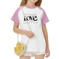 thumbnail image 6 of Pink Raglan T-Shirt for Girls LOVE Graphic Soft Stretch Polyester Spandex Relaxed Fit 4-12 Years,Size 5 T, 6 of 8