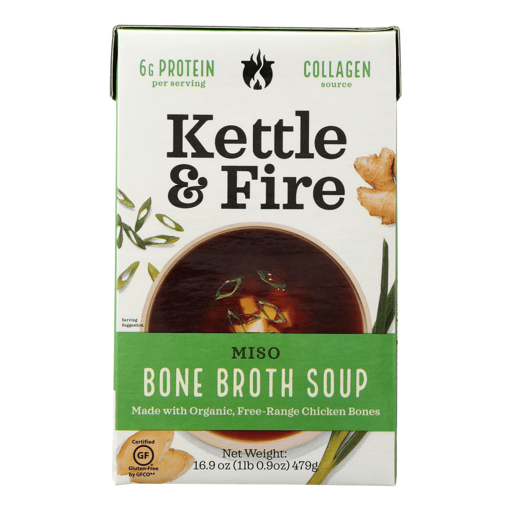 Kettle and Fire Gluten Free Miso Bone Broth Soup, 16.9 oz [Pack of 6
