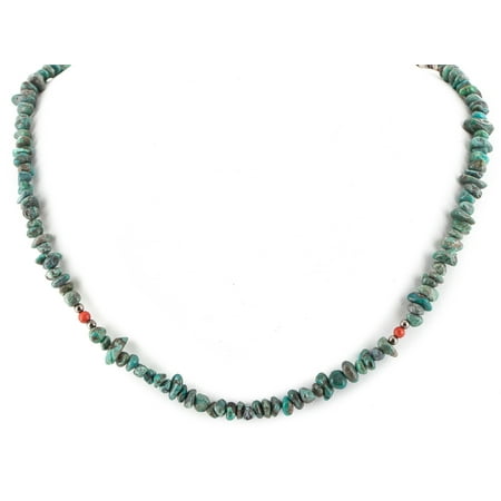 925 Sterling Silver Dog Tag - 200 Retail Tag Authentic Made by Charlene Little Navajo .925 Sterling Silver Natural Turquoise Coral Native American Necklace