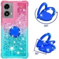 thumbnail image 3 of Slim Fit Case for Motorola G Stylus 5G 2024,Shiny Bling Quicksand Effect TPU Bumper Ring Bracket Case,Four Corners Anti-Fall Protection Cover for Moto G Stylus 5G 2024,Pink Blue, 3 of 14