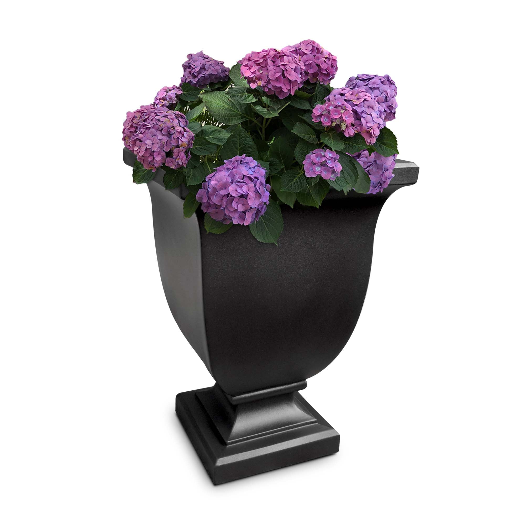 Augusta 18" x 18" x 26" Square Black Tall Polyethylene Self-Watering Planter