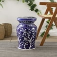 thumbnail image 6 of JONATHAN Y Cherry Blossom 17.7" Ceramic Garden Stool, Navy/White, 6 of 6