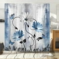 thumbnail image 4 of Rustic Farmhouse Shower Curtain for Bathroom, Farm Teal Daisy Floral Flowers and Butterfly on Country Wooden Bath Curtains, Turquoise Fabric Bathroom Decor Set with Hooks 72x72 Blue, 4 of 6