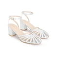 thumbnail image 3 of BLISSFUL STEP Round Toe Ankle Strap Chunky Heels Sandals for Women Silver (Size 5.5), 3 of 7