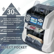 Ribao Technology BCS-160 Banknote Counter Two Pockets Money Counting Machine with Sorter and Reject Pockets Bank Grade Money Counter