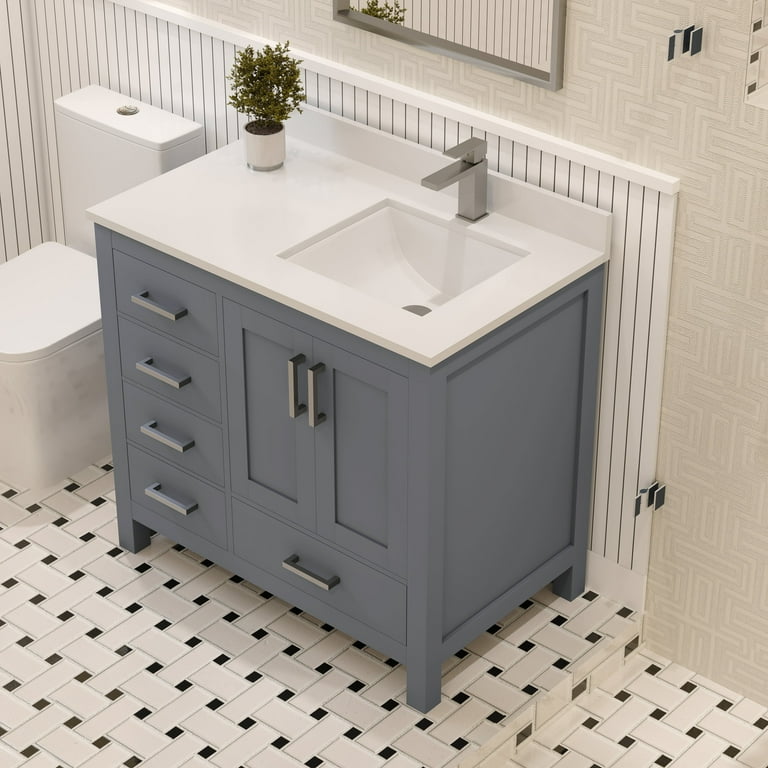 akoanグレー36 Ayna Decors Rooh 36 Inch Charcoal Grey Bathroom Vanity