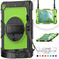 thumbnail image 2 of Case for iPad 6th / 5th Gen (2018 2017) / iPad Air 2 / iPad Pro 9.7 inch with Screen Protector, 360 Degree Rotating Kickstand Hand Strap Shockproof Cover with Shoulder Strap, Lime PC, 2 of 7