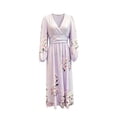 thumbnail image 4 of Women's Fall Floral Printed Maxi Dress V Neck Lantern Long Sleeve Boho Dresses for Wedding Guest Beach Vacation, 4 of 6