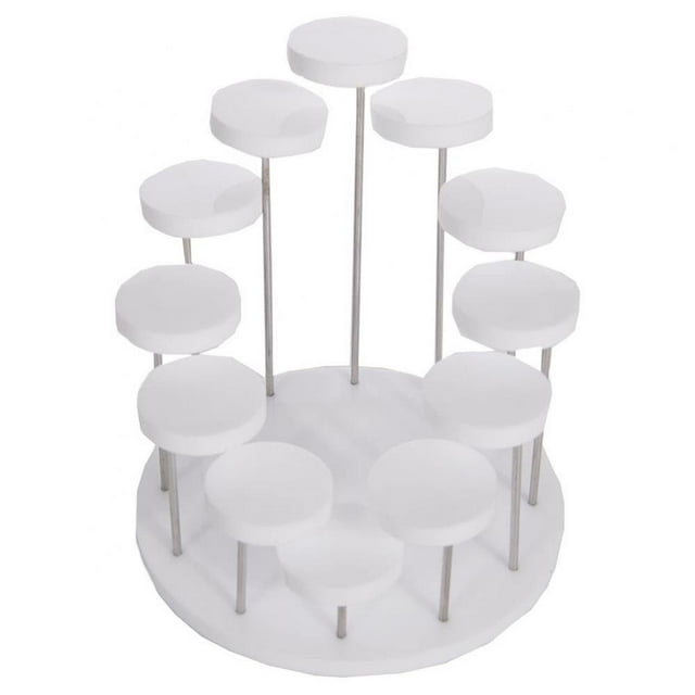 12 Piece Acrylic Ring Jewelry Display Stand Multi-layer Jewelry Display Station - White