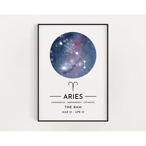 Aries Star, Zodiac Wall Art, Zodiac, Constellation Wall Art Home Decor #3614, Unframed Poster Size 8x12