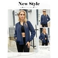 thumbnail image 6 of Nlife Women Contrast Color Stand Collar Zip Up Long Sleeve Bomber Jacket, 6 of 7